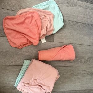Baby burping cloths and matching hooded towels - Pink and Mint, NWOT
